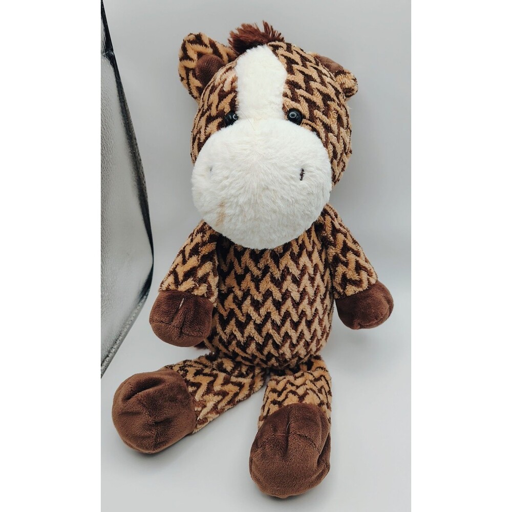 Kellytoy Horse Plush Stuffed Animal Chevron Zig Zag Pattern Brown Tan 10”